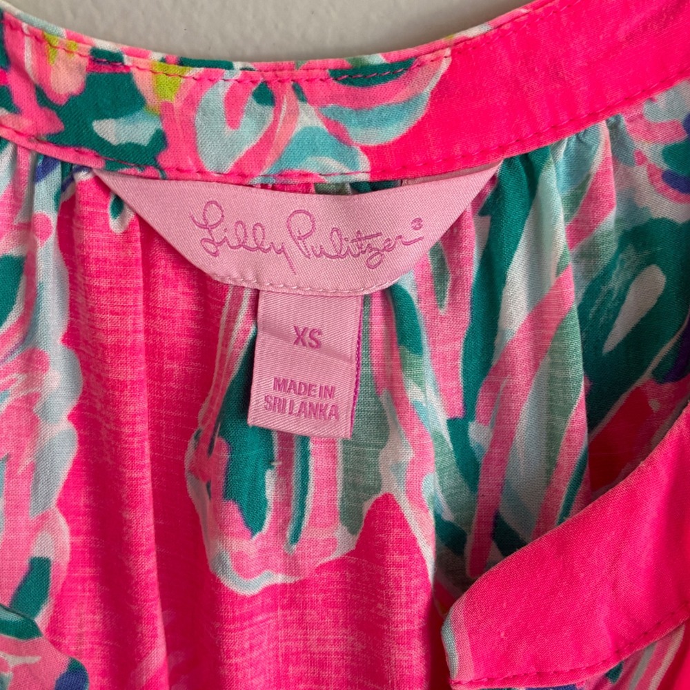 Lilly Pulitzer Top Womens XS Pink Toucan Tropical Sleeveless Beach Colorful - Picture 2 of 7